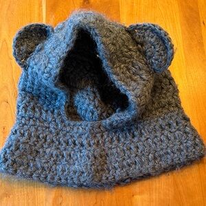 Vintage Hand Knit Bear Ear Kids Hood
